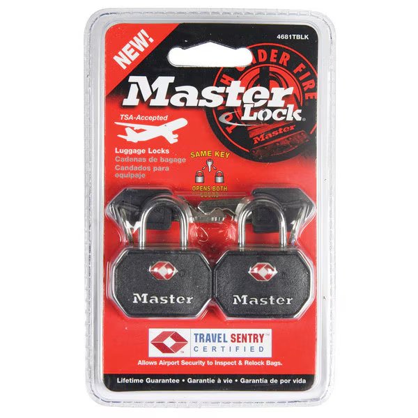 Luggage Lock Tsa 2Pk Blk, Master Lock, Mfr#: 4681TBLK